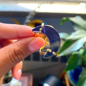 Fluorite Moon Ring ( goldtone)